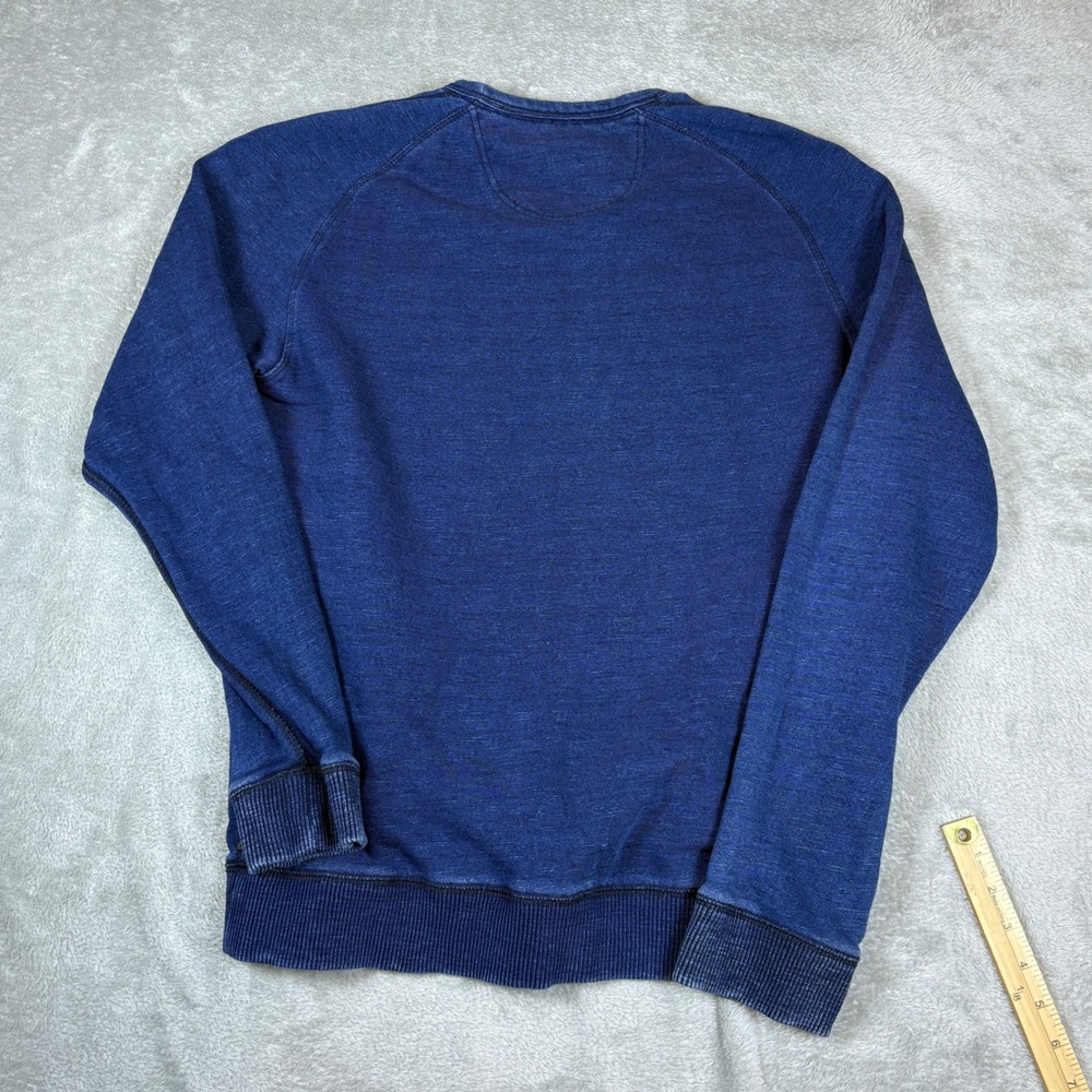 Tommy Bahama Sweater Mens S Indigo Raglan Pullover Blue Faded Cotton Sweatshirt - Picture 2 of 8